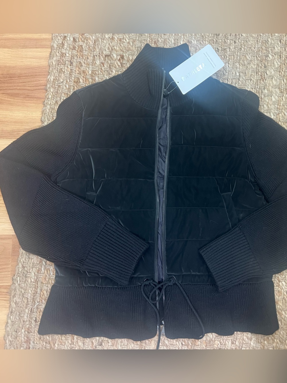 Athleta Black Mixed Media Quilted jacket Size S NWT